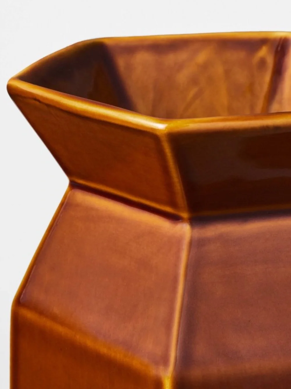 Short Hexagon Ceramic Brown Vase - Threshold™ designed with Studio McGee